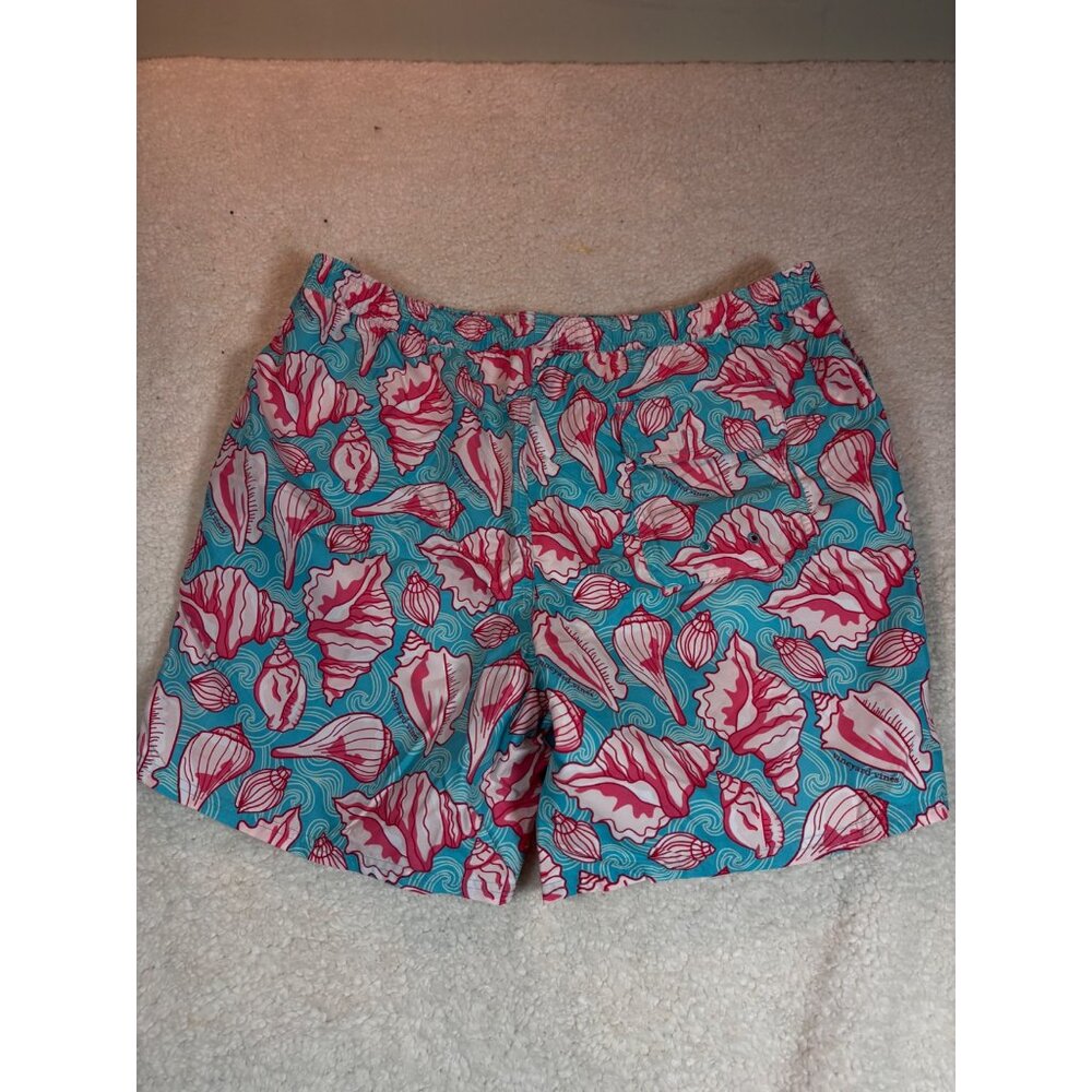 Mens Tropical Seashell Print Swim Trunks With Elastic Waist & Drawstring xl